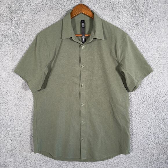 Lululemon Airing Easy Shirt Men Large Button Up Short Sleeve Stretch Performance - Picture 1 of 8